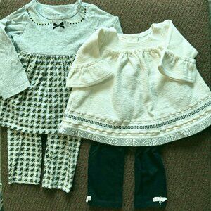 First Impressions Girls 6-9M 2 Outfits Houndstooth Top Pants Set Bundle EUC
